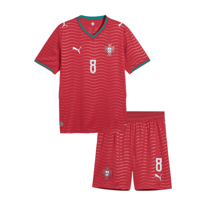 B. FERNANDES #8 Portugal Kids Home Soccer Kit World Cup 2026 Red [PREMIUM]