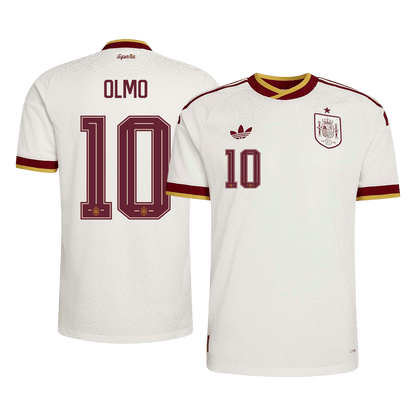 OLMO #10 Spain Mens Away Soccer Jersey World Cup 2026 White - Player Version
