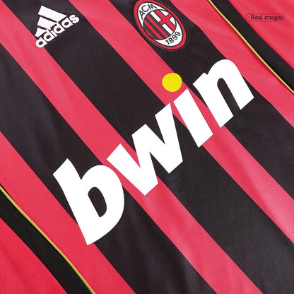 Retro RONALDO #99 AC Milan Mens Home Long Sleeve Soccer Jersey 2006/07 Red&Black