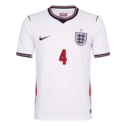 RICE #4 England Mens Home Soccer Jersey World Cup 2026 White