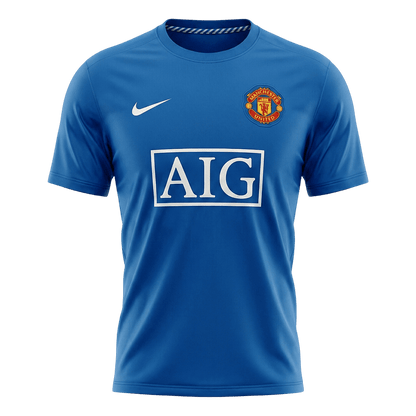 Retro Manchester United Mens Third Away Soccer Jersey 2008/09 Blue
