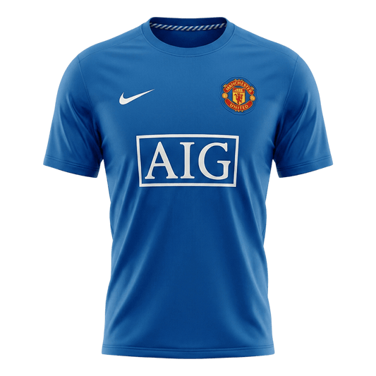 Retro Manchester United Mens Third Away Soccer Jersey 2008/09 Blue