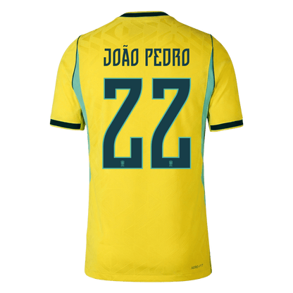 JOÃO PEDRO #22 Brazil Mens Home Soccer Jersey World Cup 2026 Yellow - Player Version