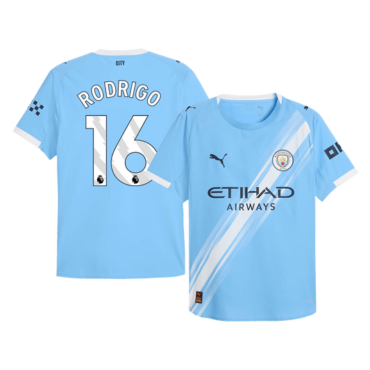 RODRIGO #16 Manchester City Mens Home Soccer Jersey 2025/26 Blue - Player Version