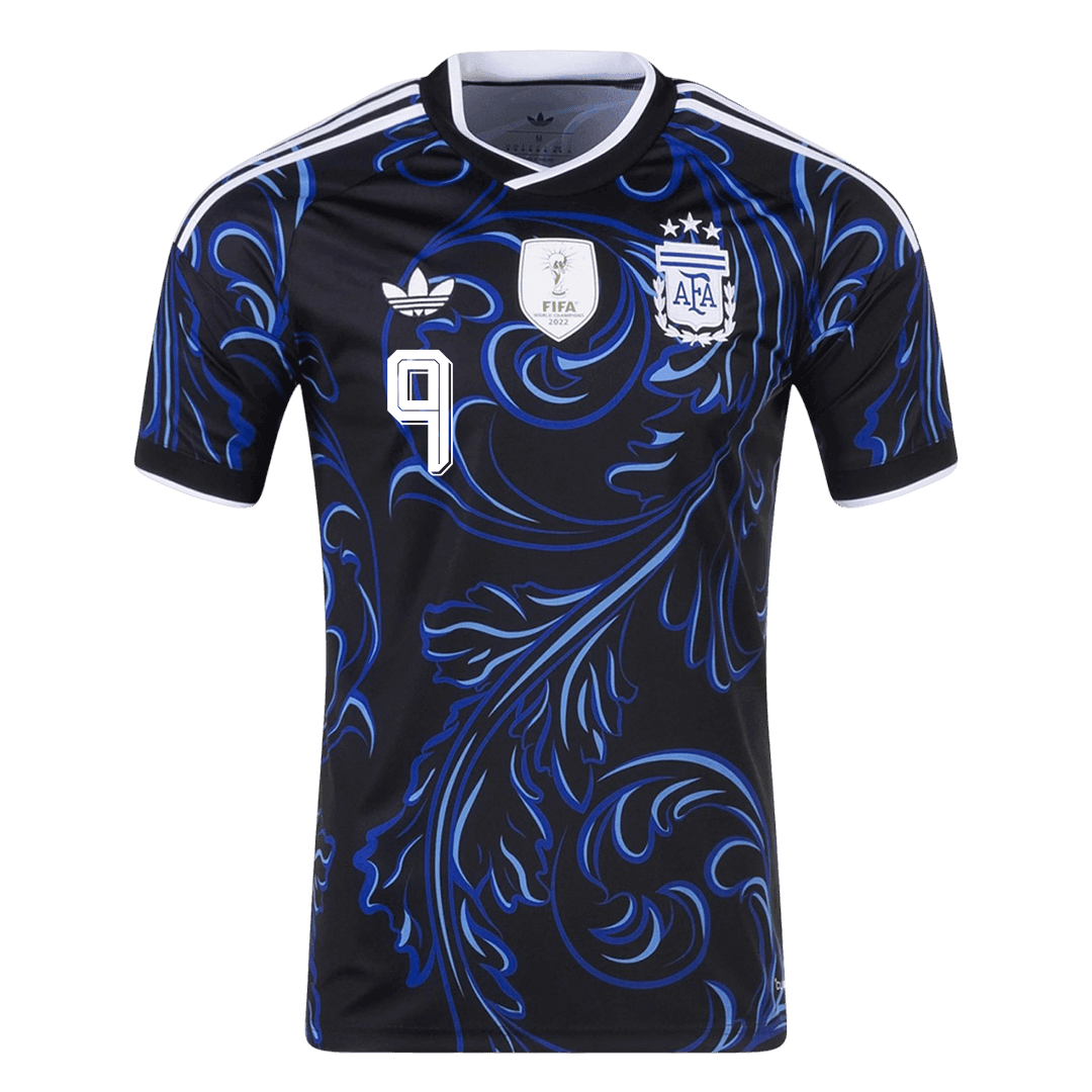 J. ÁLVAREZ #9 Argentina Mens Away Soccer Jersey World Cup 2026 Black