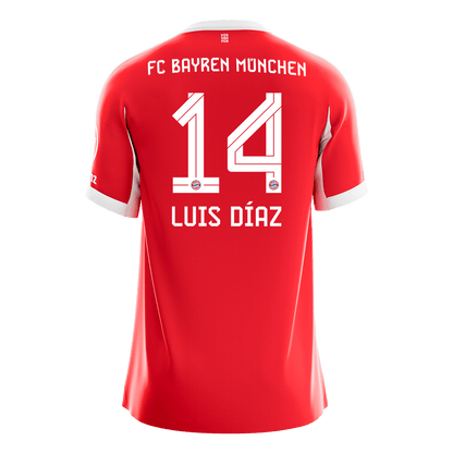 LUIS DÍAZ #14 Bayern Munich Mens Home Soccer Jersey 2025/26 Red [PREMIUM]