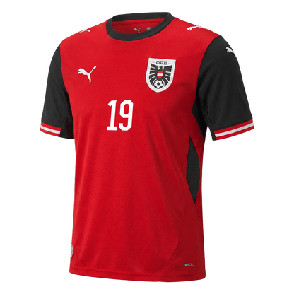 BAUMGARTNER #19 Austria Mens Home Soccer Jersey World Cup 2026 Red