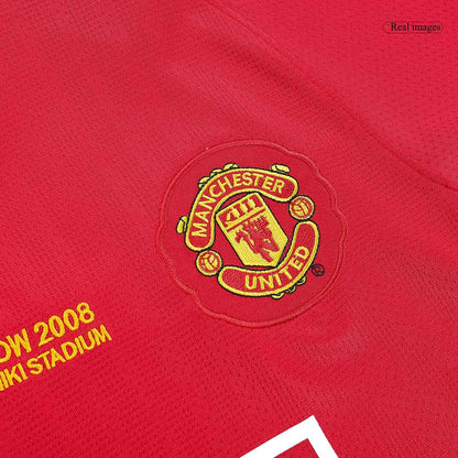 Retro RONALDO #7 Manchester United Mens Home Long Sleeve Soccer Jersey UCL Final UCL 2007/08 Red