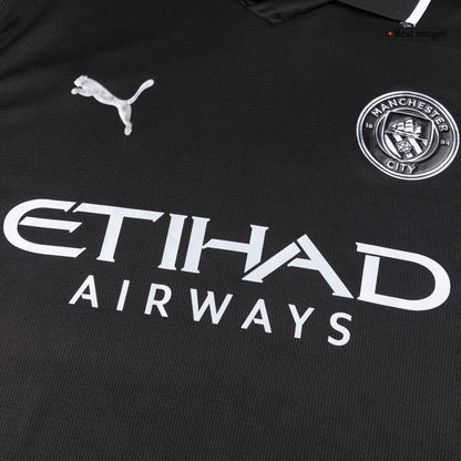 Manchester City Mens Away Long Sleeve Soccer Jersey 2025/26 Black