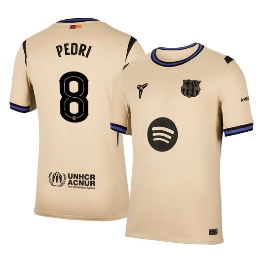 PEDRI #8 Barcelona Mens Away Soccer Jersey UCL 2025/26 Yellow
