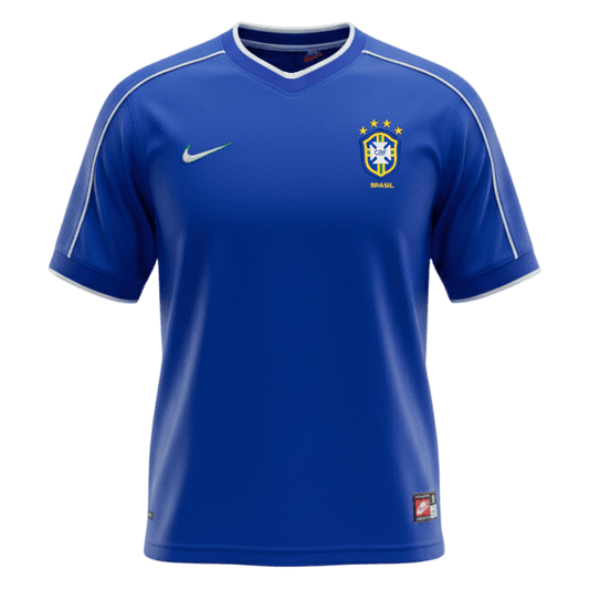Retro Brazil Mens Away Soccer Jersey 1998 Blue