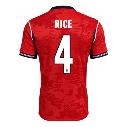 RICE #4 England Mens Away Soccer Jersey World Cup 2026 Red