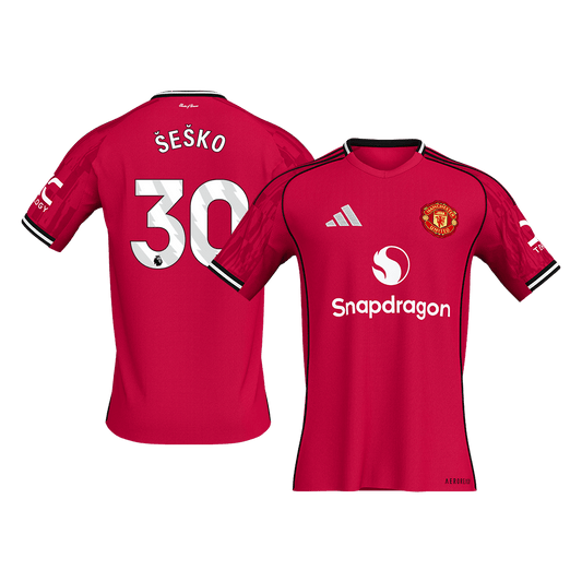 ŠEŠKO #30 Manchester United Mens Home Soccer Jersey 2025/26 Red [PREMIUM]