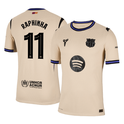 RAPHINHA #11 Barcelona Mens Away Soccer Jersey UCL 2025/26 Yellow - Player Version