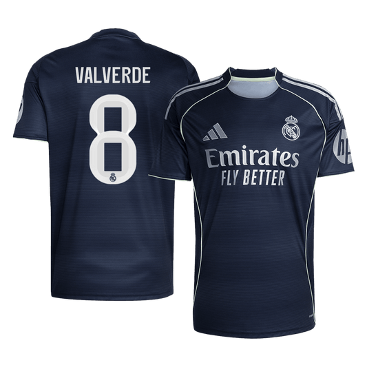 VALVERDE #8 Real Madrid Mens Away Soccer Jersey 2025/26 Navy [PREMIUM]