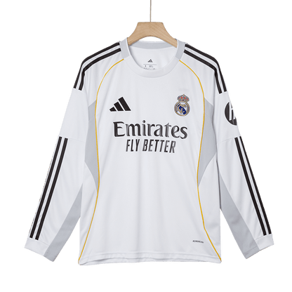 Real Madrid Mens Home Long Sleeve Soccer Jersey 2025/26 White