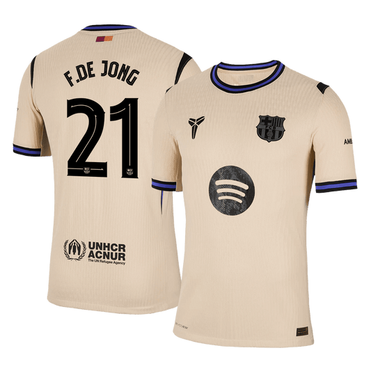 F.DE JONG #21 Barcelona Mens Away Soccer Jersey UCL 2025/26 Yellow - Player Version