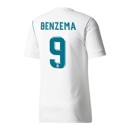 Retro BENZEMA #9 Real Madrid Mens Home Soccer Jersey 2017/18 White