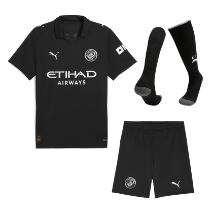 Manchester City Mens Away Soccer Full Set 2025/26 Black