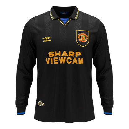 Retro Manchester United Mens Away Long Sleeve Soccer Jersey 1993/94 Black