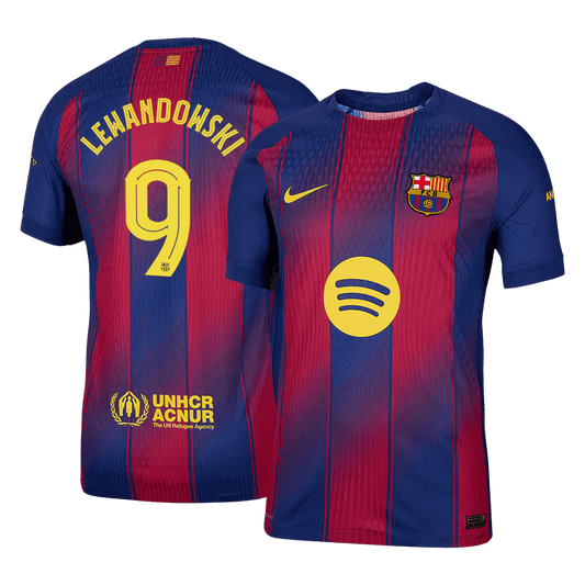 LEWANDOWSKI #9 Barcelona Mens Home Soccer Jersey UCL 2025/26 Red&Blue - Player Version
