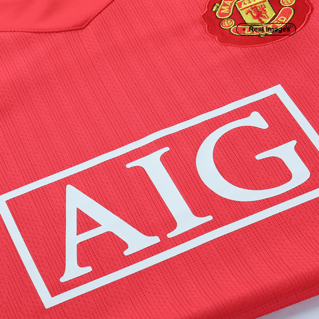 Retro SCHOLES #18 Manchester United Mens Home Soccer Jersey 2007/08 Red