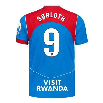 SØRLOTH #9 Atletico Madrid Mens Third Away Soccer Jersey 2025/26 Blue - Player Version