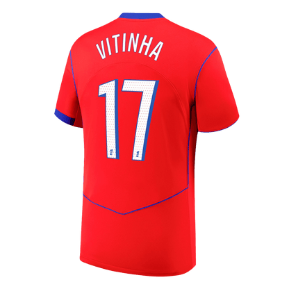 VITINHA #17 PSG Mens Third Away Soccer Jersey 2025/26 Red