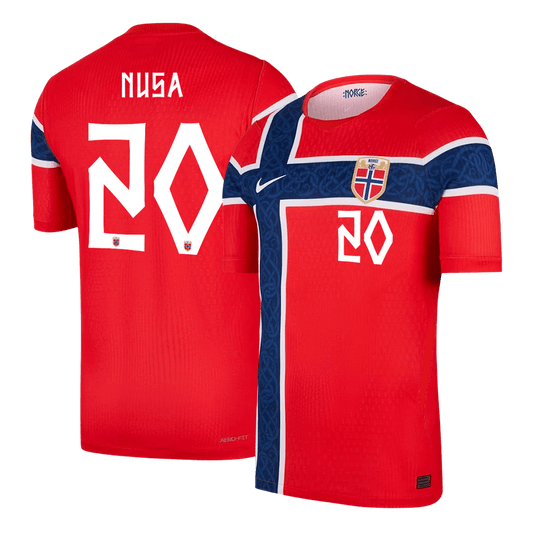 NUSA #20 Norway Mens Home Soccer Jersey World Cup 2026 Red - Player Version