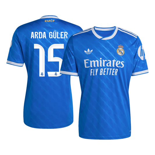 ARDA GÜLER #15 Real Madrid Mens Third Away Soccer Jersey 2025/26 Blue