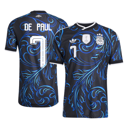DE PAUL #7 Argentina Mens Away Soccer Jersey World Cup 2026 Black - Player Version