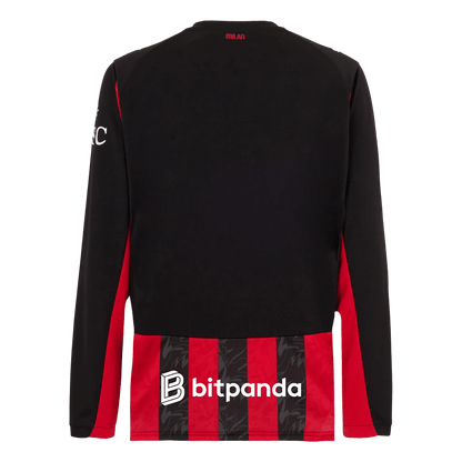 AC Milan Mens Home Long Sleeve Soccer Jersey 2025/26 Red&Black