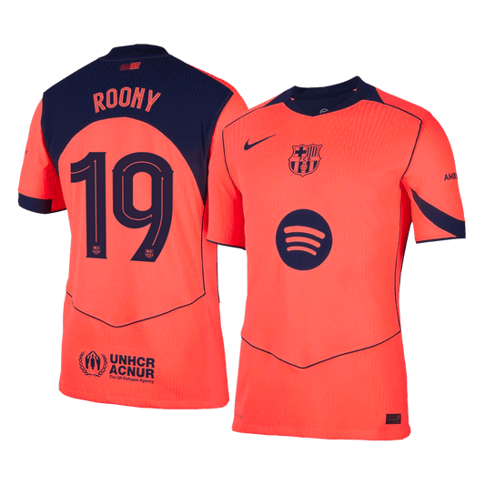 ROONY #19 Barcelona Mens Third Away Soccer Jersey UCL 2025/26 Orange - Player Version
