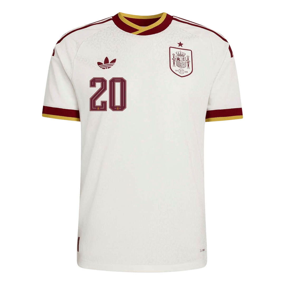 PEDRI #20 Spain Mens Away Soccer Jersey World Cup 2026 White - Player Version