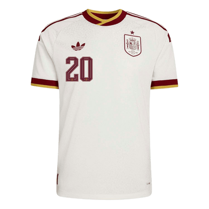 PEDRI #20 Spain Mens Away Soccer Jersey World Cup 2026 White - Player Version