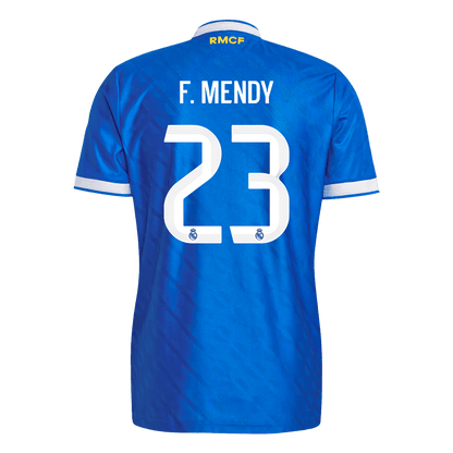 F. MENDY #23 Real Madrid Mens Third Away Soccer Jersey 2025/26 Blue - Player Version