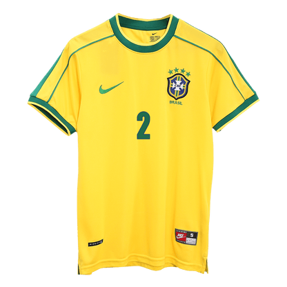 Retro CAFU #2 Brazil Mens Home Soccer Jersey World Cup 1998 Yellow