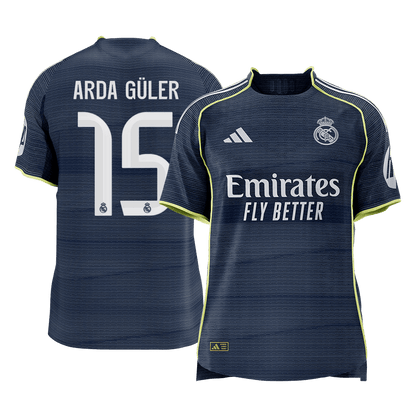 ARDA GÜLER #15 Real Madrid Mens Away Soccer Jersey 2025/26 Navy - Player Version [PREMIUM]