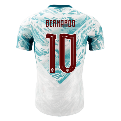 BERNARDO #10 Portugal Mens Away Soccer Jersey World Cup 2026 White&Green - Player Version