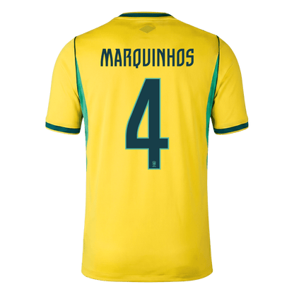 MARQUINHOS #4 Brazil Mens Home Soccer Jersey World Cup 2026 Yellow