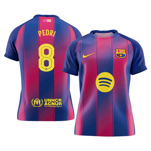 PEDRI #8 Barcelona Mens Home Soccer Jersey UCL 2025/26 Red&Blue [PREMIUM]