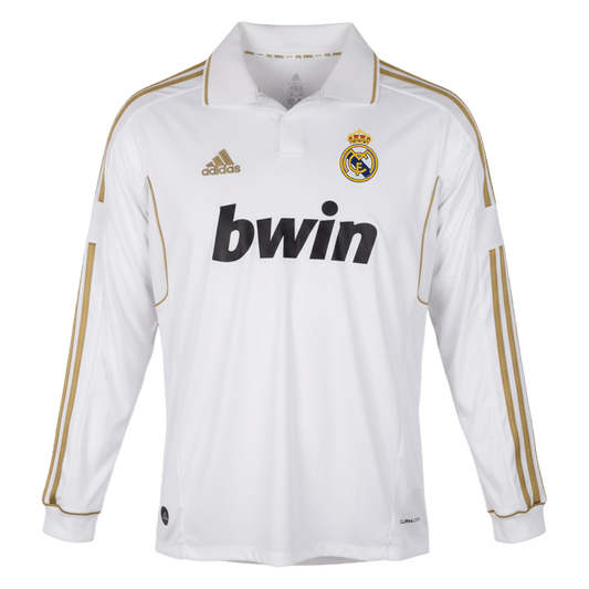 Retro Real Madrid Mens Home Long Sleeve Soccer Jersey 2011/12 White