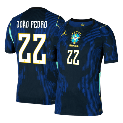 JOÃO PEDRO #22 Brazil Mens Away Soccer Jersey World Cup 2026 Navy - Player Version