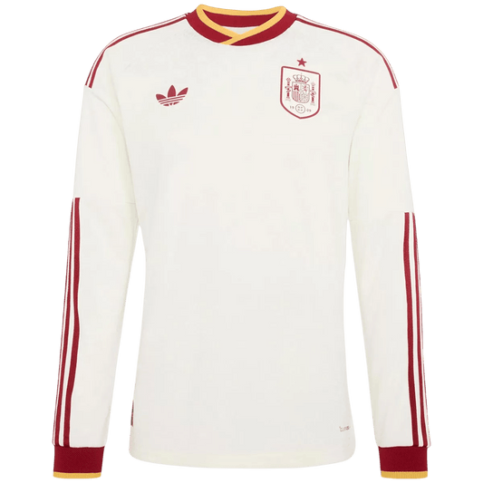 Spain Mens Away Long Sleeve Soccer Jersey World Cup 2026 White