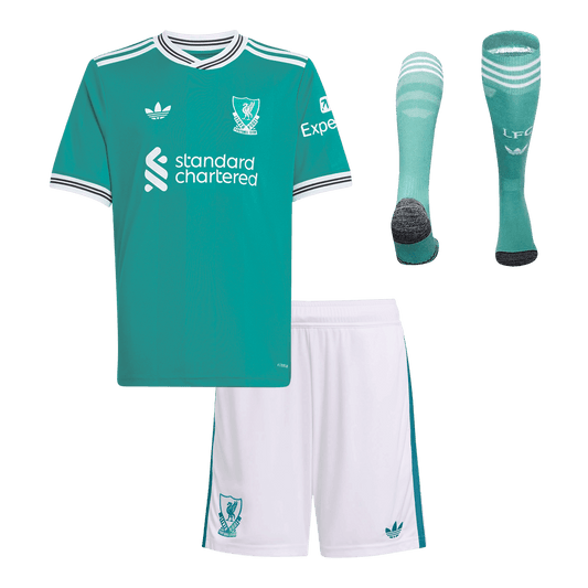 Liverpool Kids Third Away Soccer Full Set 2025/26 Green