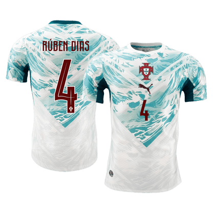 RÚBEN DIAS #4 Portugal Mens Away Soccer Jersey World Cup 2026 White&Green - Player Version