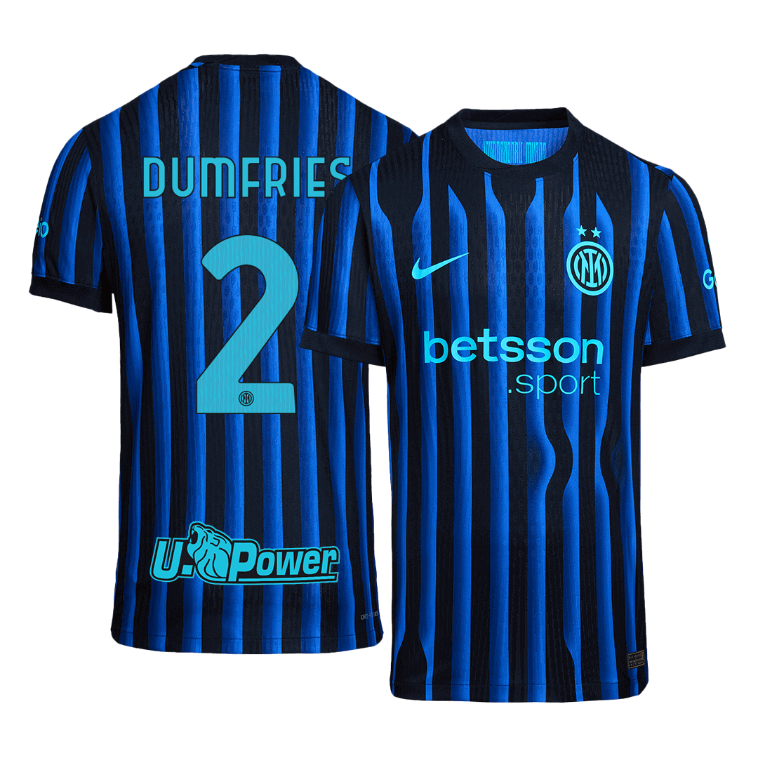 DUMFRIES #2 Inter Milan Mens Home Soccer Jersey 2025/26 Blue&Black - Player Version