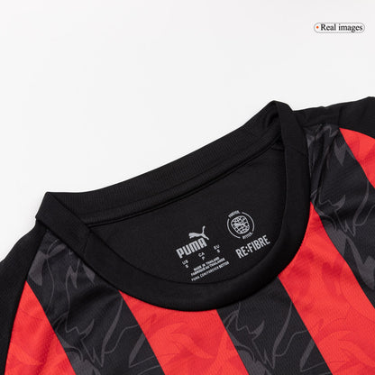 AC Milan Mens Home Long Sleeve Soccer Jersey 2025/26 Red&Black