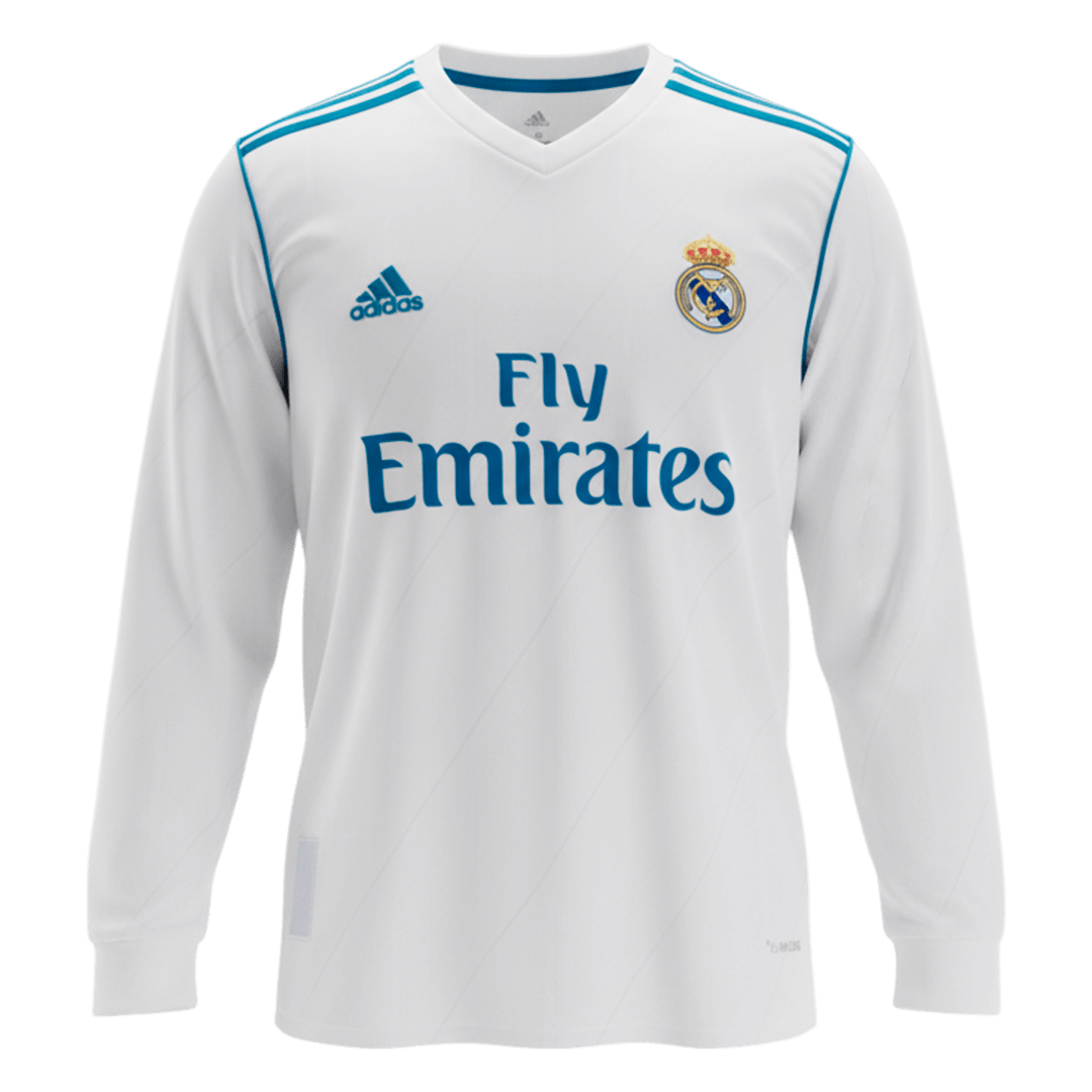 Retro RONALDO #7 Real Madrid Mens Home Long Sleeve Soccer Jersey 2017/18 White