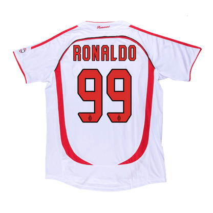 Retro RONALDO #99 AC Milan Mens Away Soccer Jersey UCL 2006/07 White
